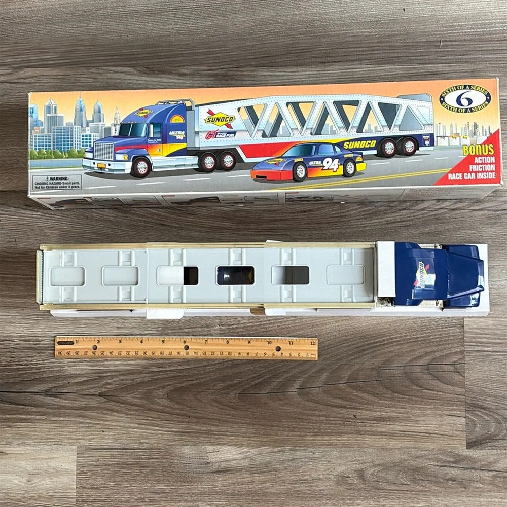 1999 Sunoco Car Carrier Transport Truck Rig & Race Car Collectors Edition NIB